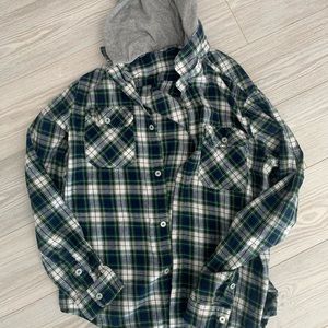 Green flannel with hood